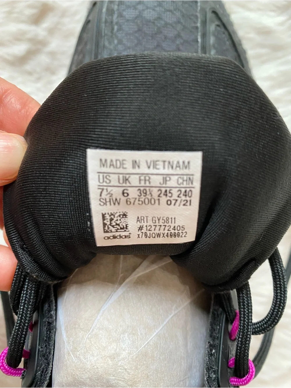 adidas Women's Black Athletic Sneakers with Pink Accents
